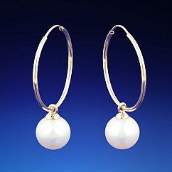 Zlaté krúžky s perlou Cristina, biele zlato