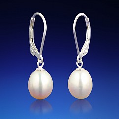 Strieborné náušnice s oválnou perlou Olivia