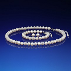 Sada perlového náhrdelníka, náramku a náušníc AA-7