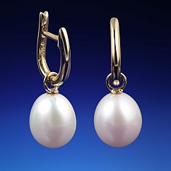 Zlaté náušnice Kate s oválnou perlou
